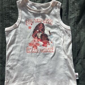 Disney White Tank Top with Pink Moana Graphic
